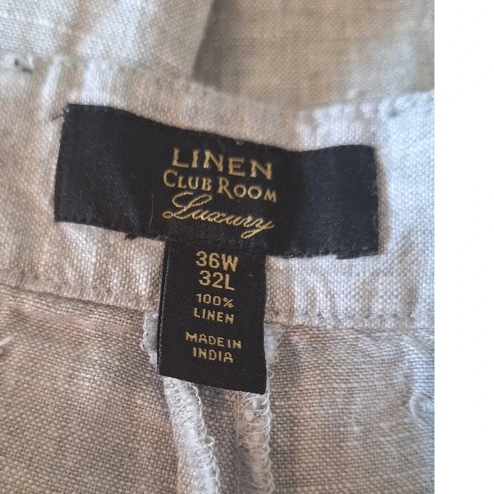 Club Room Linen Pant Men's Large Casual Summer Beach Cruise Trousers 36W/32L